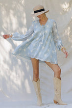 Load image into Gallery viewer, LD1678 Sheer Floral Mini Dress with Balloon Sleeves