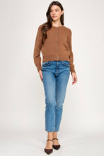 Load image into Gallery viewer, RT-4106-6 KNITTED CARDIGAN WITH BOW DETAIL BUTTONS-COCOA