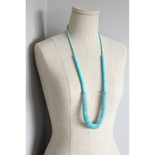 Load image into Gallery viewer, ZLD135 Turquoise stone discs and brass long necklace