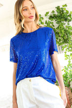 Load image into Gallery viewer, Sequin Short-Sleeve Party Clubwear Blouse VT60101