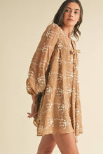 Load image into Gallery viewer, LD1678 Sheer Floral Mini Dress with Balloon Sleeves