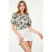 Load image into Gallery viewer, Puff Sleeve Flower Print Top