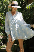 Load image into Gallery viewer, LD1678 Sheer Floral Mini Dress with Balloon Sleeves