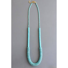 Load image into Gallery viewer, ZLD135 Turquoise stone discs and brass long necklace
