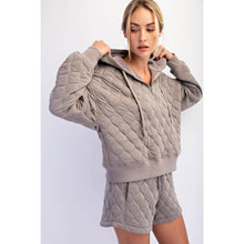 Load image into Gallery viewer, QUILTED QUARTER ZIP HOODIE JACKET
