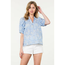 Load image into Gallery viewer, Puff Sleeve Flower Print Top