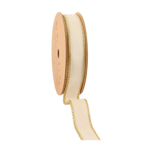 Load image into Gallery viewer, 1" Reversible Classic Velvet Wired Ribbon | Ivory/Gold | 10 Yard Roll