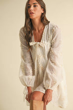 Load image into Gallery viewer, LD1678 Sheer Floral Mini Dress with Balloon Sleeves