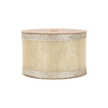 Load image into Gallery viewer, 2 1/2" Wired Glitter Ribbon | Gold | 10 Yard Roll