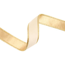 Load image into Gallery viewer, 1" Reversible Classic Velvet Wired Ribbon | Ivory/Gold | 10 Yard Roll