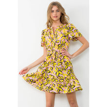 Load image into Gallery viewer, Short Sleeve Smocked Leaf Print Dress