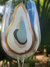 Load image into Gallery viewer, Hand Painted Oyster Tall Wine Glass Stemmed - Beach Sand