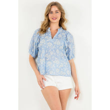 Load image into Gallery viewer, Puff Sleeve Flower Print Top