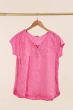 Load image into Gallery viewer, Front blouse 100% Linen back 95% cotton 5% elastane REF.3856