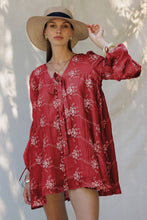 Load image into Gallery viewer, LD1678 Sheer Floral Mini Dress with Balloon Sleeves