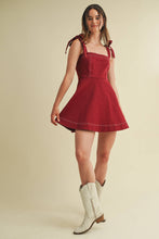 Load image into Gallery viewer, STRAP TIE FLOWY MINI DRESS