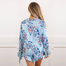 Load image into Gallery viewer, Holiday Ginger Jar Stripe Satin Ruffle Short PJ Set