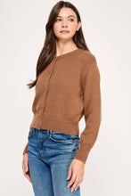 Load image into Gallery viewer, RT-4106-6 KNITTED CARDIGAN WITH BOW DETAIL BUTTONS-COCOA