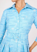 Load image into Gallery viewer, Cecilia Midi Dress Blue Textured Dupioni