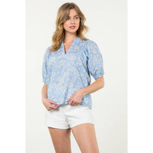 Load image into Gallery viewer, Puff Sleeve Flower Print Top