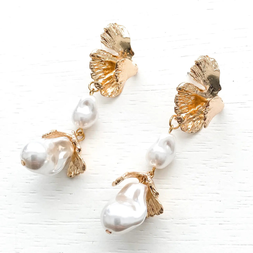 Pearl Bud Drop Earrings