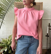 Load image into Gallery viewer, Pink chiffon knit top
