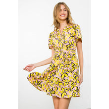 Load image into Gallery viewer, Short Sleeve Smocked Leaf Print Dress