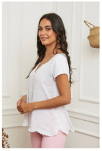 Load image into Gallery viewer, Front blouse 100% Linen back 95% cotton 5% elastane REF.3856
