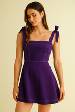 Load image into Gallery viewer, STRAP TIE FLOWY MINI DRESS
