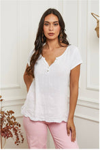 Load image into Gallery viewer, Front blouse 100% Linen back 95% cotton 5% elastane REF.3856