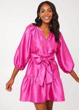 Load image into Gallery viewer, Elise Mini Dress Hot Pink Dupioni