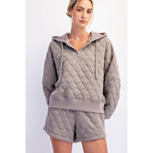 Load image into Gallery viewer, QUILTED QUARTER ZIP HOODIE JACKET