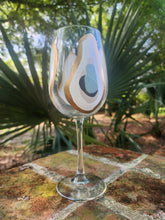 Load image into Gallery viewer, Hand Painted Oyster Tall Wine Glass Stemmed - Beach Sand