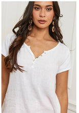 Load image into Gallery viewer, Front blouse 100% Linen back 95% cotton 5% elastane REF.3856