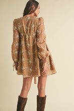 Load image into Gallery viewer, LD1678 Sheer Floral Mini Dress with Balloon Sleeves