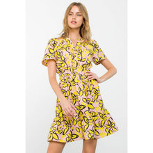 Load image into Gallery viewer, Short Sleeve Smocked Leaf Print Dress