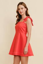 Load image into Gallery viewer, STRAP TIE FLOWY MINI DRESS