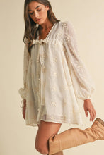 Load image into Gallery viewer, LD1678 Sheer Floral Mini Dress with Balloon Sleeves