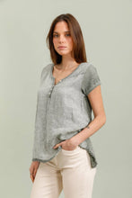 Load image into Gallery viewer, Front blouse 100% Linen back 95% cotton 5% elastane REF.3856