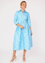 Load image into Gallery viewer, Cecilia Midi Dress Blue Textured Dupioni