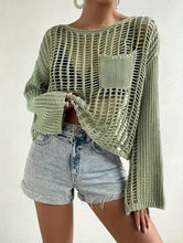 Load image into Gallery viewer, Hollow Out Knit Drop Sleeve Sweater