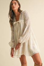 Load image into Gallery viewer, LD1678 Sheer Floral Mini Dress with Balloon Sleeves