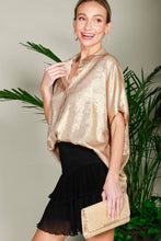 Load image into Gallery viewer, Collared Neck Button Down Metallic Woven Blouse Top VT81625F
