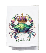 Load image into Gallery viewer, Dish Towel, Mardi Gras, Crab with crown
