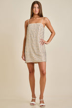 Load image into Gallery viewer, FLOWER SEQUIN EMBLISHED SLEEVELESS MINI DRESS
