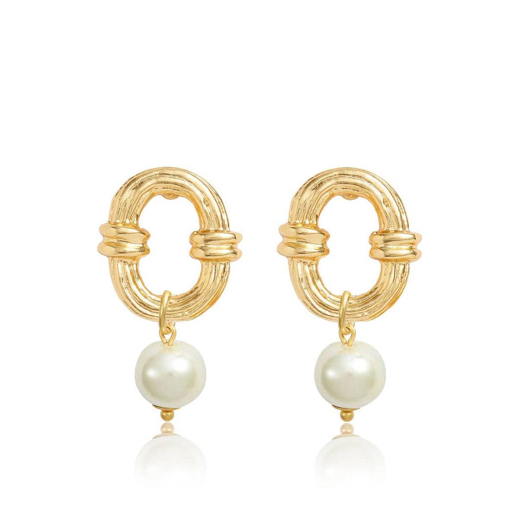 Creamy White Pearl Drop Ornamented Link Necklace
