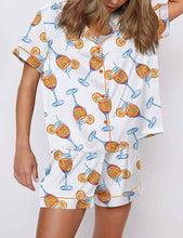 Load image into Gallery viewer, Bottle Star &amp; Goblet Print Comfy Pajama Set
