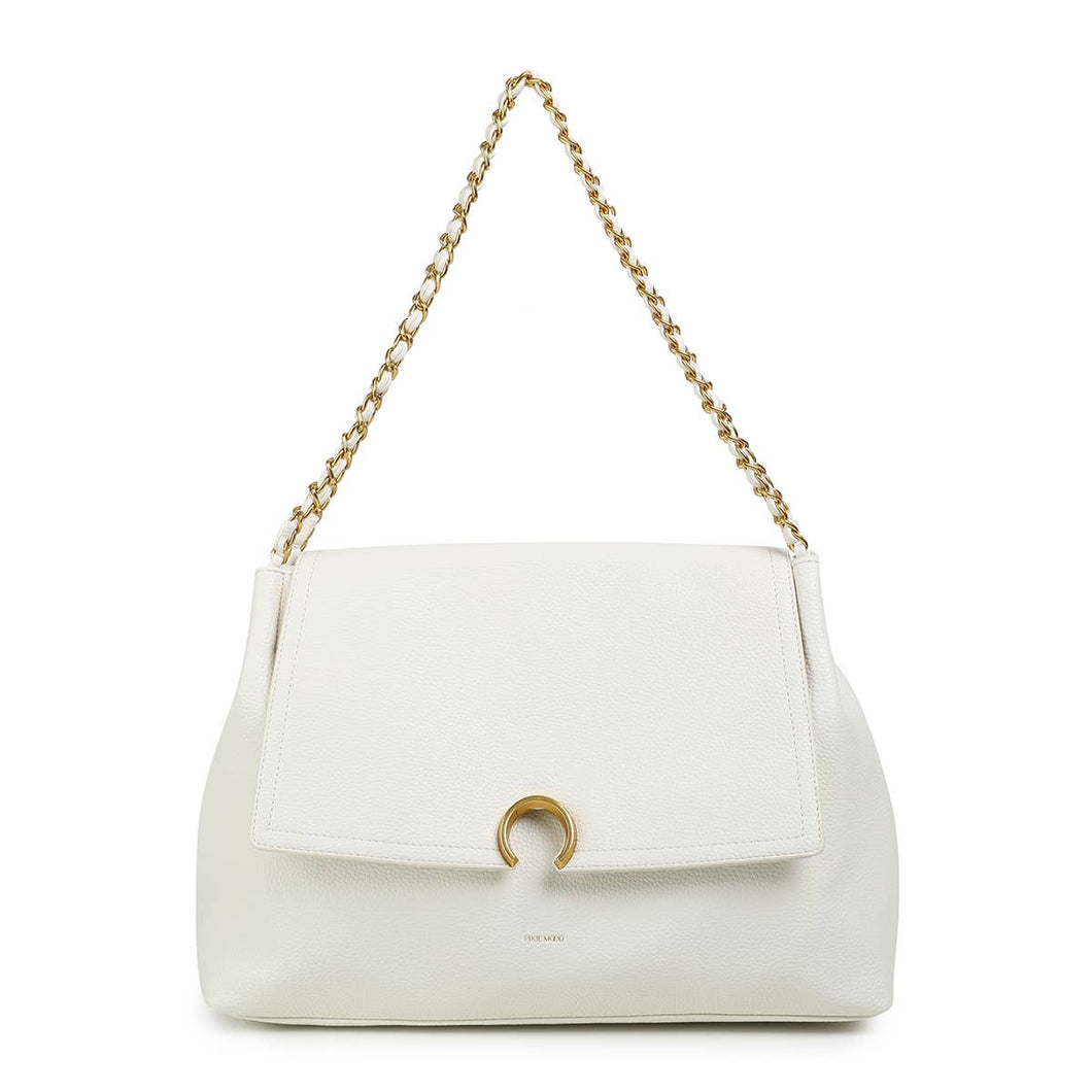 Ruth - Recycled Vegan Shoulder Bag  - Coconut Cream Pebbled