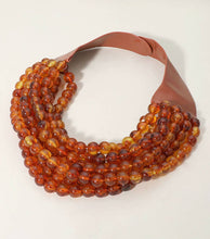 Load image into Gallery viewer, * CHUNKY BEADED LAYERED NECKLACE Faux leather neck magnetic
