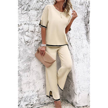 Load image into Gallery viewer, Two Pieces Outfits Knit Short Sleeve Wide Leg Lounge Sets
